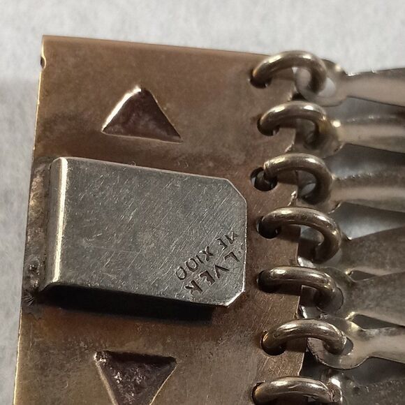 Vintage Mexico Silver Artisan Aztec Tribal Wide Multi-layer Bracelet Countrycore - Picture 2 of 10